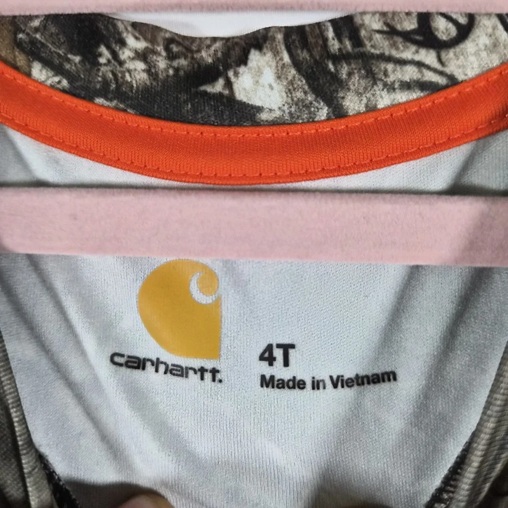 Carhartt Realtree Xtra Camo Long Sleeve Shirt Kids 4T Hunting Pocket Tee